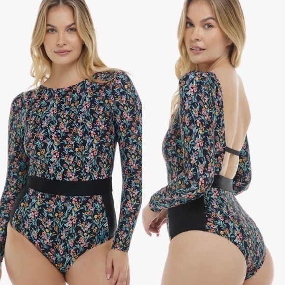 NWT Body Glove  Abloom Wave Long Sleeve Paddle One-Piece Swimsuit - Picture 1 of 11